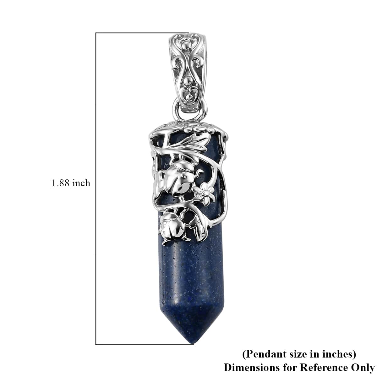 Freshened Lapis Lazuli Pencil Shape Pendant in Platinum Over Copper 16.65 ctw image number 4