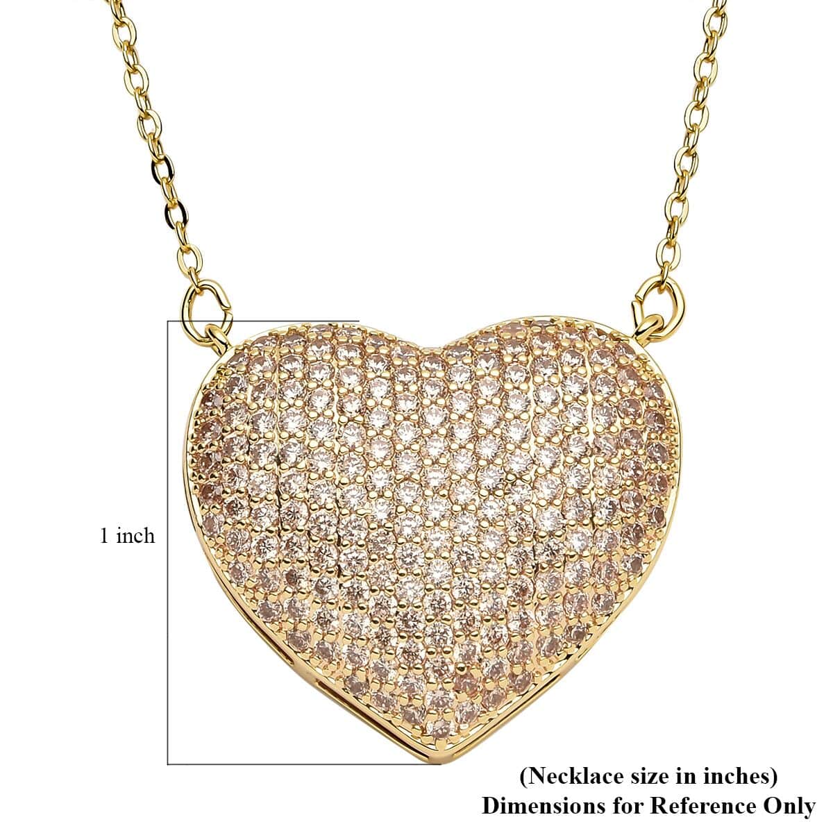 Simulated Champagne Diamond Heart Necklace 20-22 Inches in Goldtone 3.00 ctw image number 6