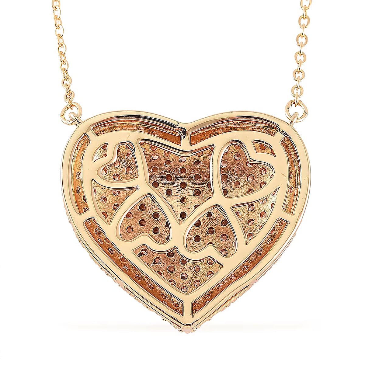 Simulated White Diamond Heart Necklace 20-22 Inches in Silvertone 3.00 ctw image number 7