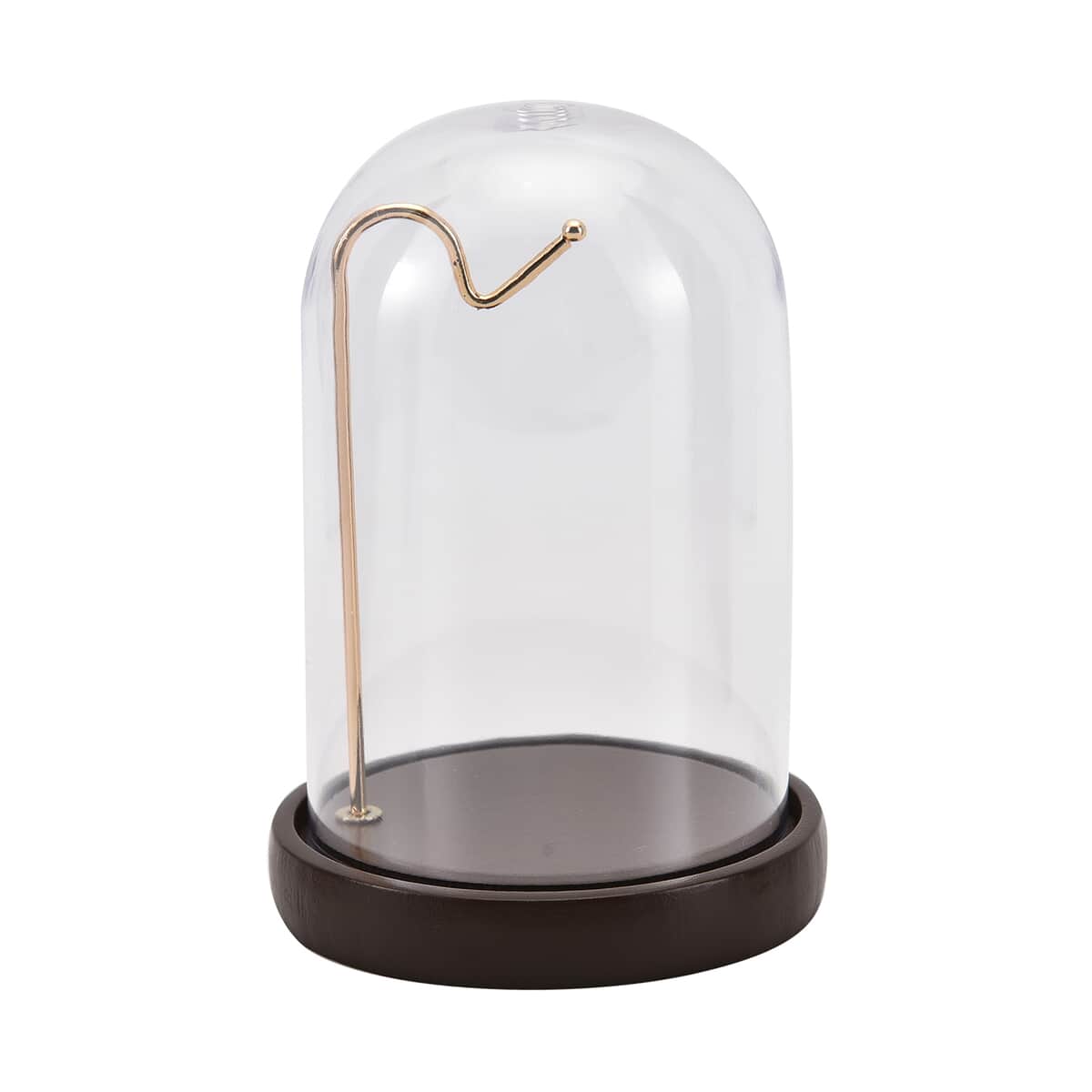 Brown Watch Display Case with Transparent Cover, Bell Jar Display Dome, Tabletop Display Cloche Dome with Solid Wood Base image number 0