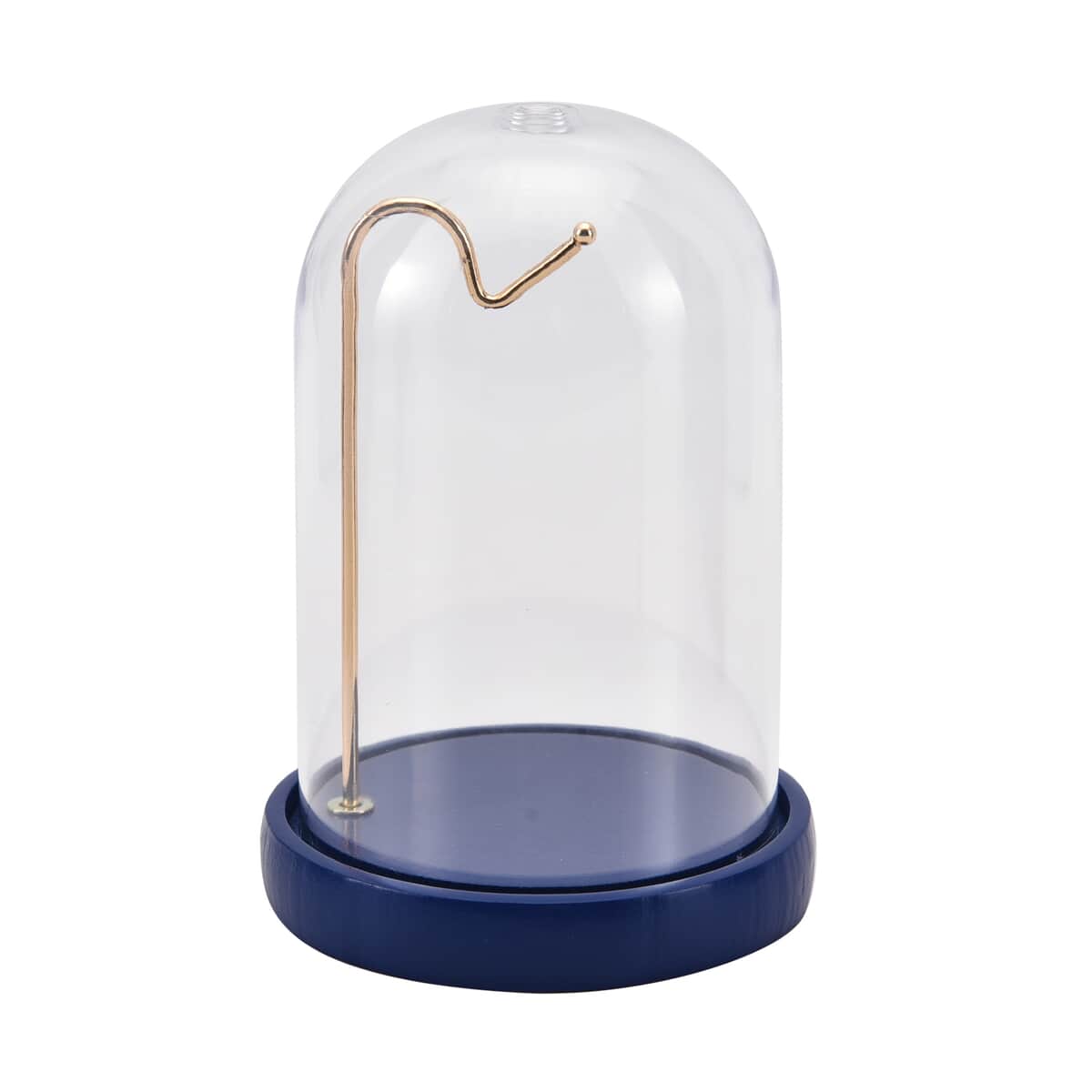 Blue Watch Display Case with Transparent Cover, Bell Jar Display Dome, Tabletop Display Cloche Dome with Solid Wood Base image number 0