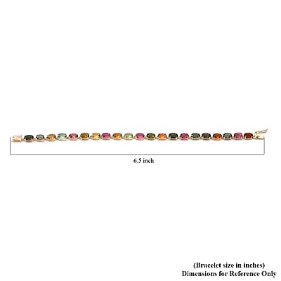 Luxoro 14K Yellow Gold AAA Multi-Tourmaline Tennis Bracelet (6.50 In) 9.00 ctw