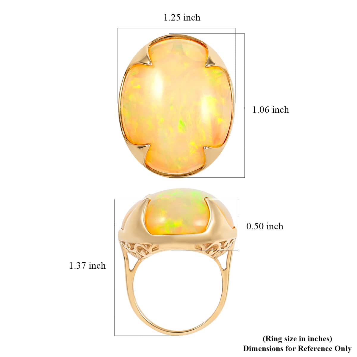 Luxoro 10K Yellow Gold Ethiopian Welo Opal Solitaire Ring (Size 8.0) 7 Grams 30.55 ctw image number 5