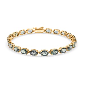 Luxoro AAA Natural Parti Sapphire 13.60 ctw Bracelet in 14K Yellow Gold (6.50 In)