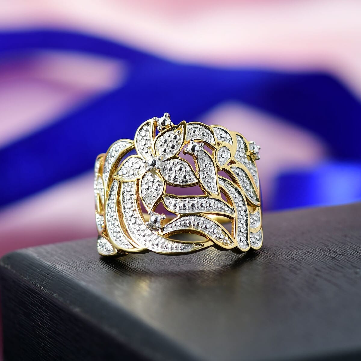 Karis Diamond Accent Floral Ring in 18K YG Plated (Size 11.0) image number 1