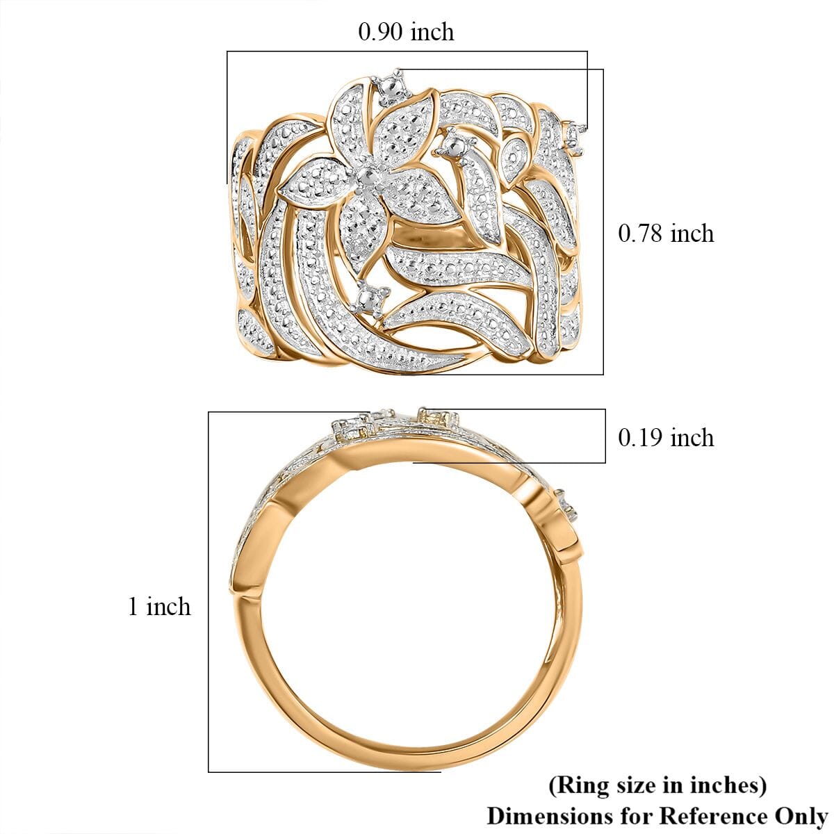Karis Diamond Accent Floral Ring in 18K YG Plated (Size 11.0) image number 5
