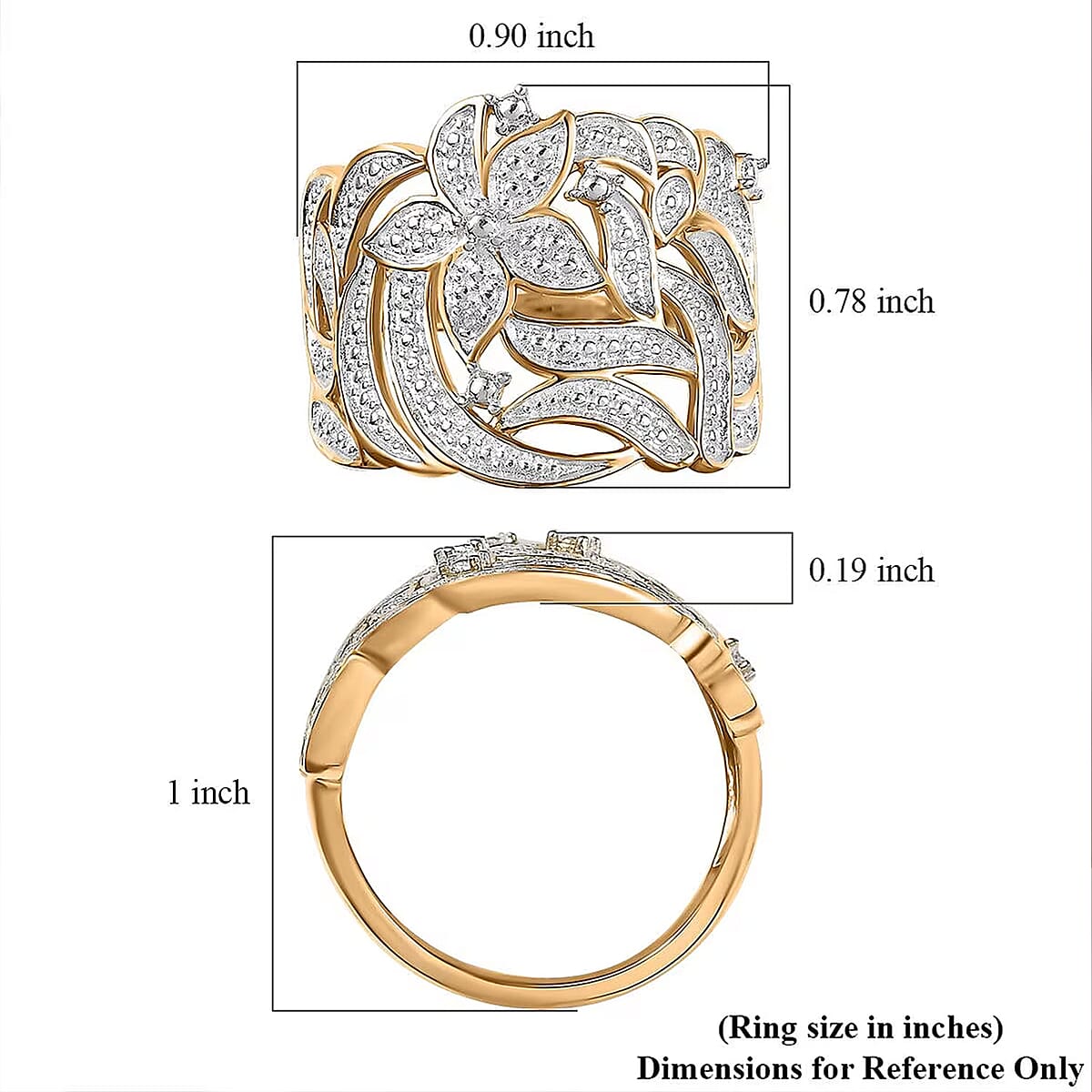 Karis Diamond Accent Floral Ring in 18K YG Plated (Size 11.0) image number 6