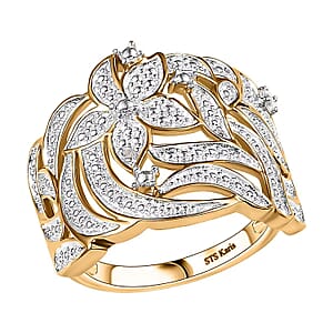 Karis Diamond Accent Floral Ring in 18K YG Plated (Size 6.0)