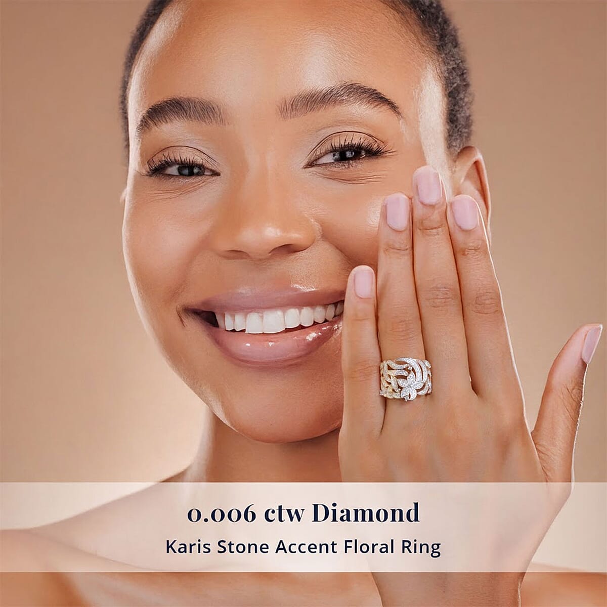 Karis Diamond Accent Floral Ring in 18K YG Plated (Size 6.0) image number 1