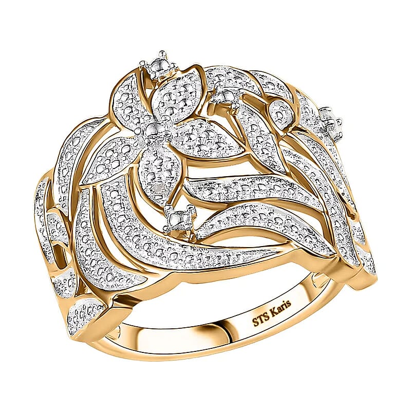 Karis Diamond Accent Ring in 18K YG Plated (Size 7.0)
