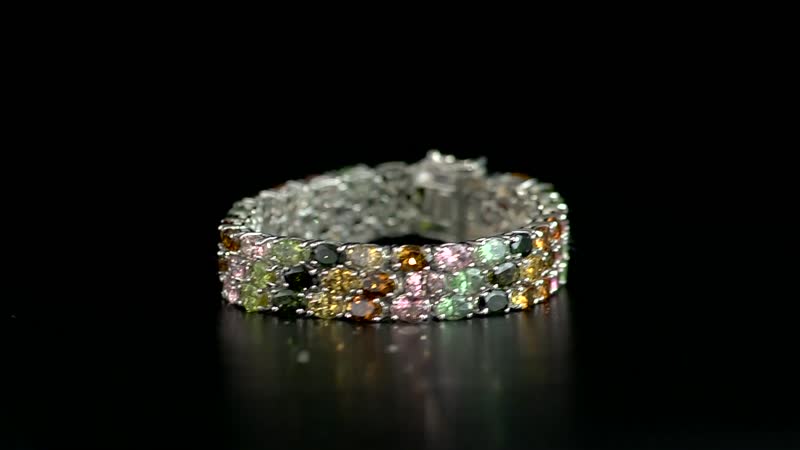 Multi-Tourmaline  Line Bracelet 1 Row (Size - 7.25) in Platinum Over Sterling Silver ,  Silver Wt. 22 g 36.12 ctw