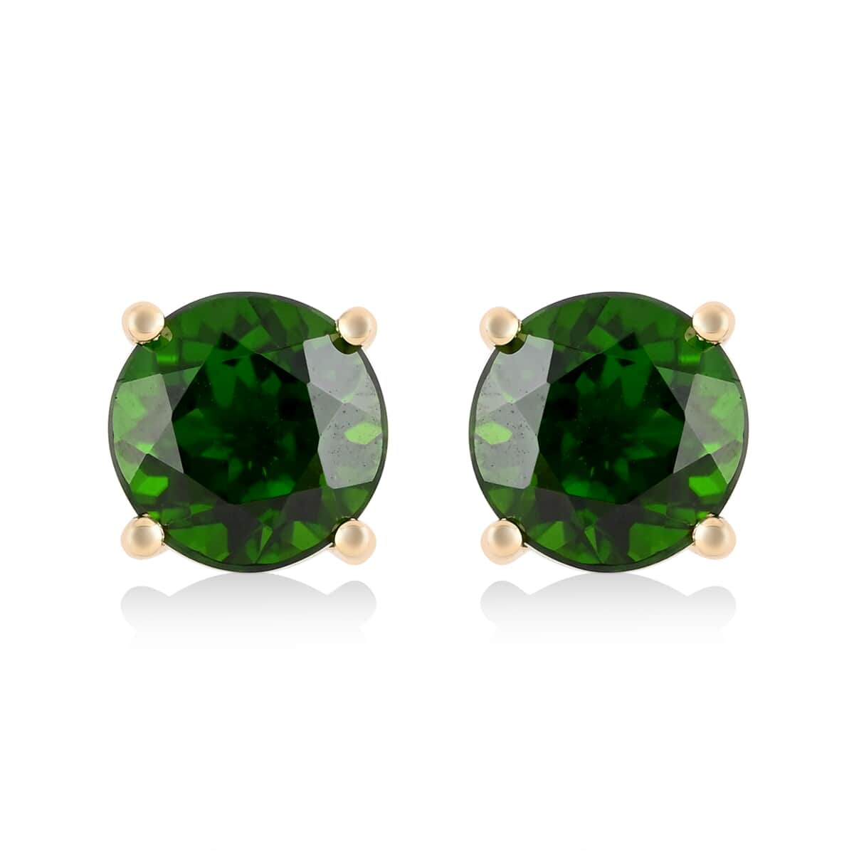 Certified & Appraised LUXORO 10K Yellow Gold AAA Natural Chrome Diopside Solitaire Stud Earrings 3.15 ctw image number 0