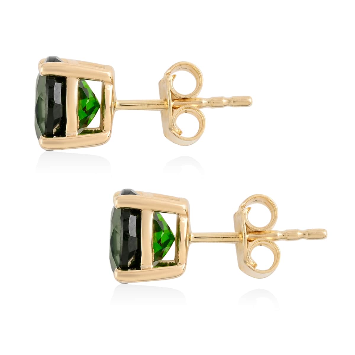 Certified & Appraised LUXORO 10K Yellow Gold AAA Natural Chrome Diopside Solitaire Stud Earrings 3.15 ctw image number 3