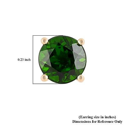  Luxoro AAA Chrome Diopside 3.15 ctw Solitaire Stud Earrings in 10K Yellow Gold
