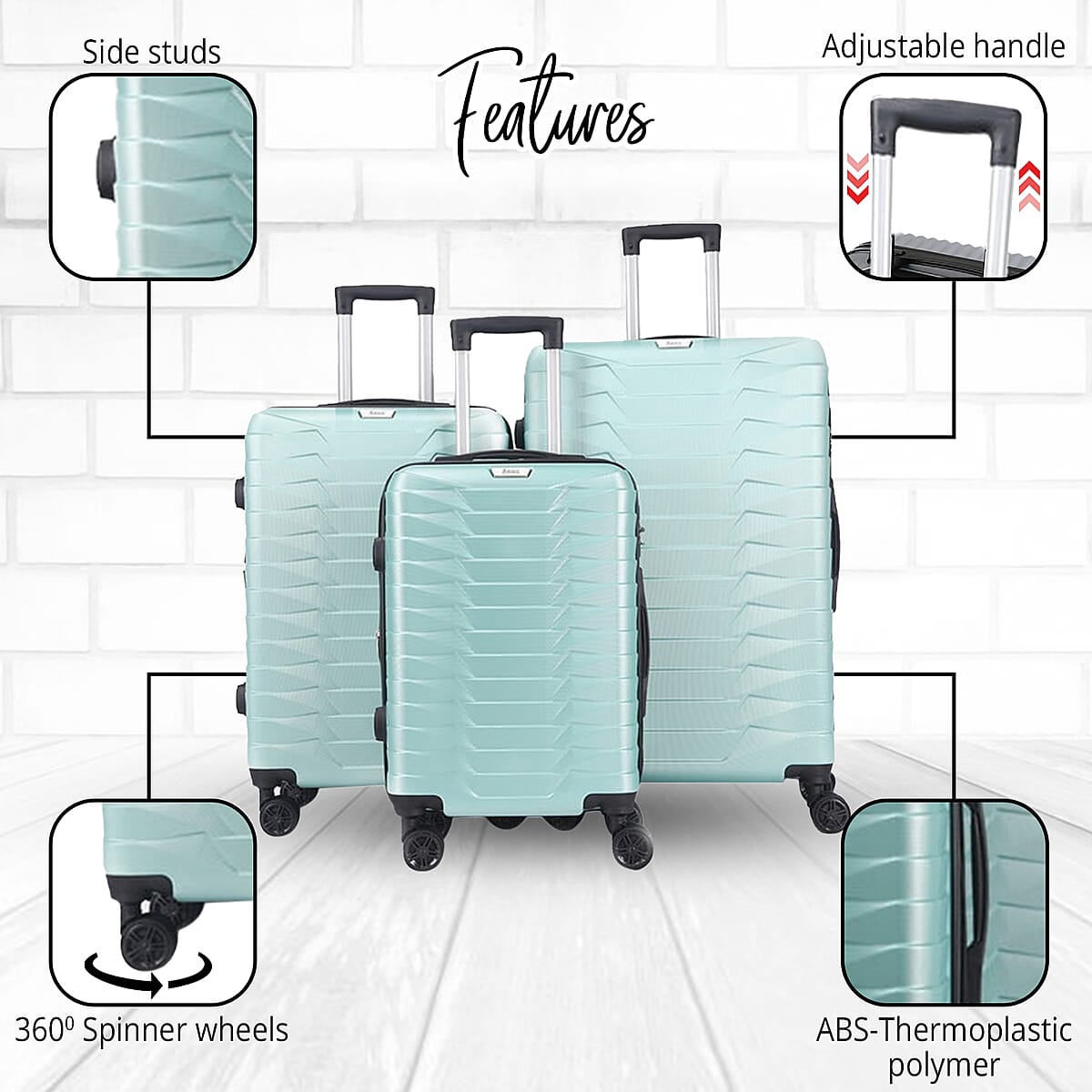 HANNA Expandable ABS Hard shell Lightweight 360 Dual Spinning Wheels Combo Lock 28 24, 20 3 Piece Luggage Set image number 1