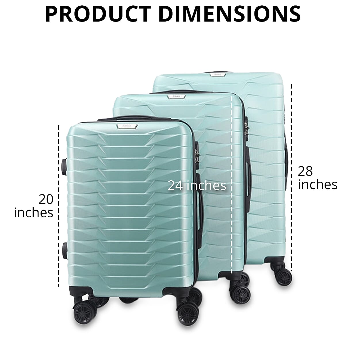 HANNA Expandable ABS Hard shell Lightweight 360 Dual Spinning Wheels Combo Lock 28 24, 20 3 Piece Luggage Set image number 3