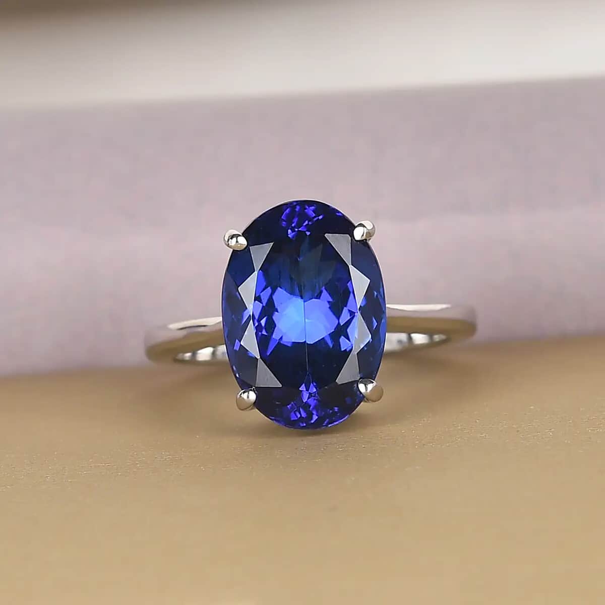 Rhapsody AAAA Tanzanite 7.75 ctw Solitaire Ring in 950 Platinum (Size 8.0) 6.35 Grams image number 1