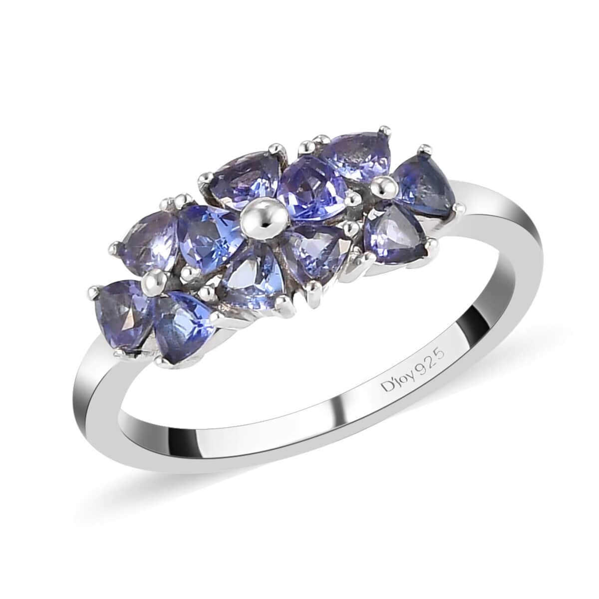 Tanzanite Flowers Ring in Platinum Over Sterling Silver (Size 6.0) 1.15 ctw image number 0