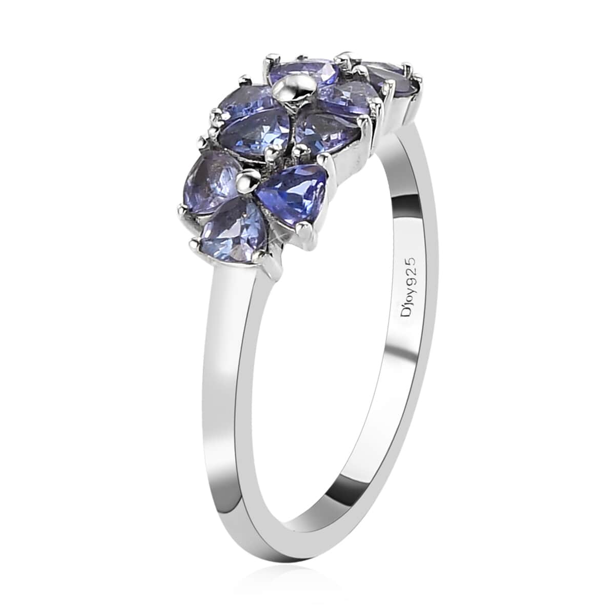 Tanzanite Flowers Ring in Platinum Over Sterling Silver (Size 6.0) 1.15 ctw image number 3