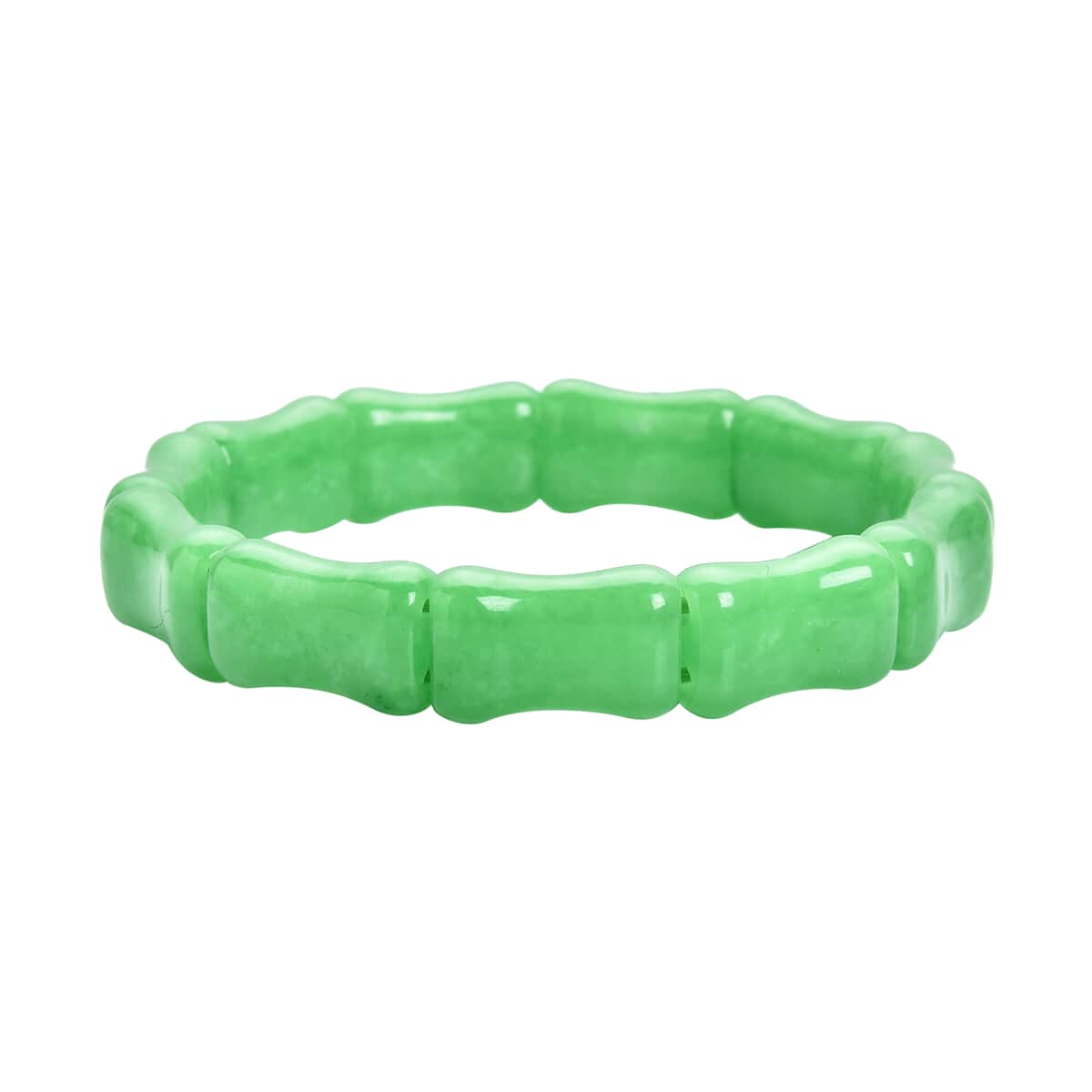 Green Jade (D) Block Stretch Bracelet 167.00 ctw image number 0