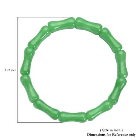 Green Jade (D) Block Stretch Bracelet 167.00 ctw image number 2