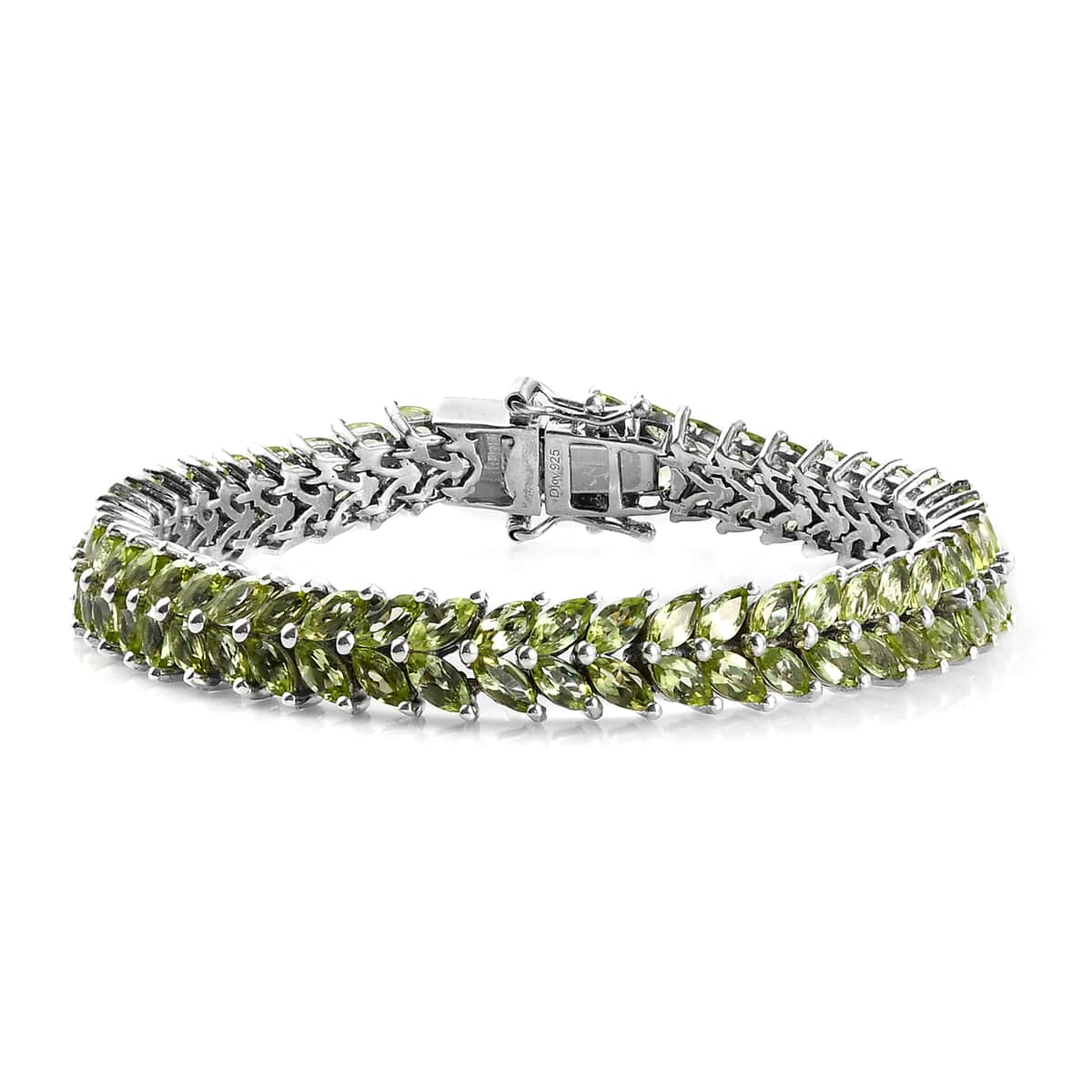 Arizona Peridot 2 Row Tennis Bracelet in Platinum Over Sterling Silver (6.50 In) 13.75 ctw image number 0