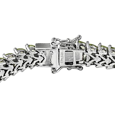 Arizona Peridot 2 Row Tennis Bracelet in Platinum Over Sterling Silver (6.50 In) 13.75 ctw
