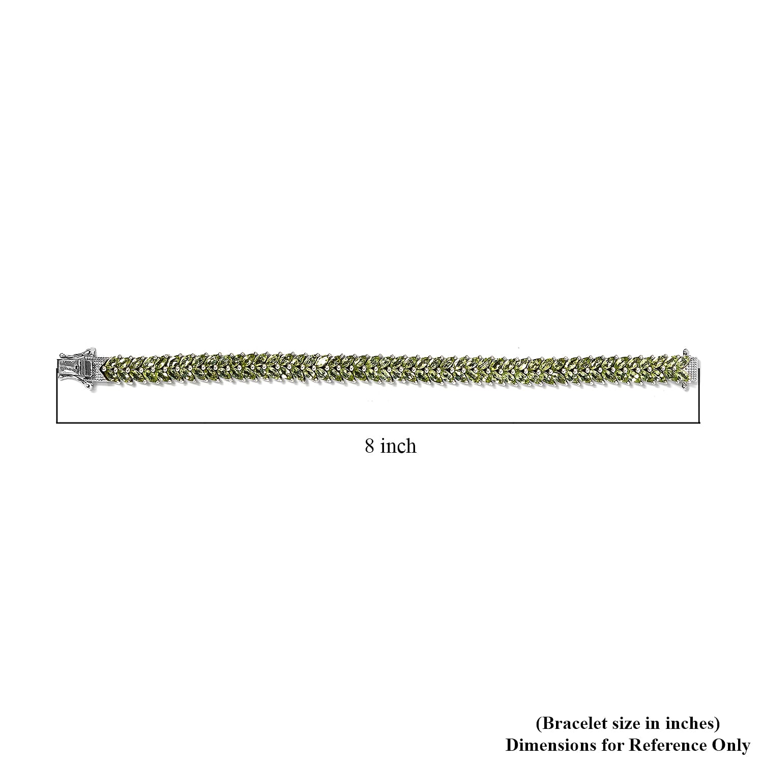 Arizona Peridot 2 Row Tennis Bracelet in Platinum Over Sterling Silver (6.50 In) 13.75 ctw