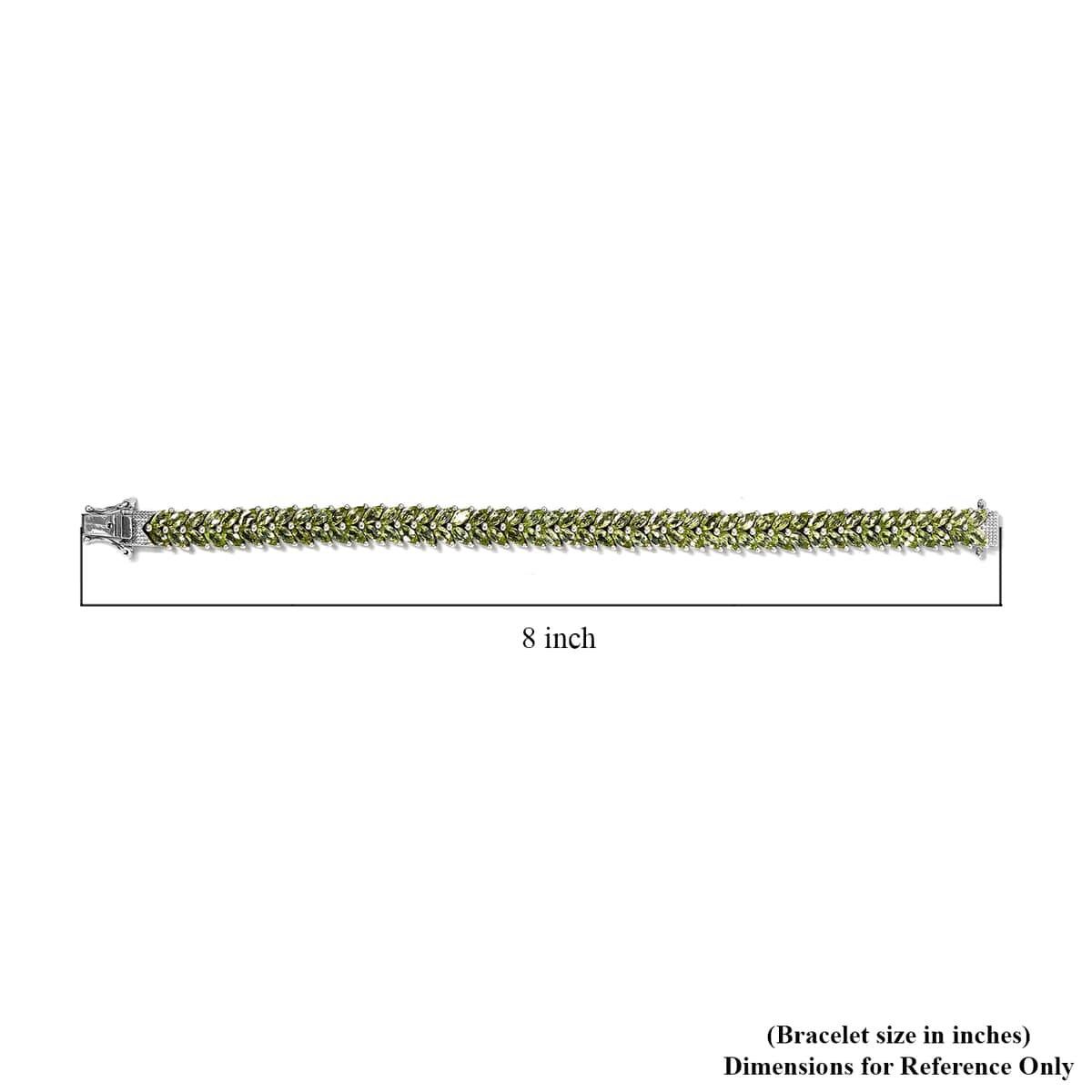 AMERICAN Natural Arizona Peridot 2 Row Tennis Bracelet in Platinum Over Sterling Silver (8.00 In) 21 Grams 17.25 ctw image number 4