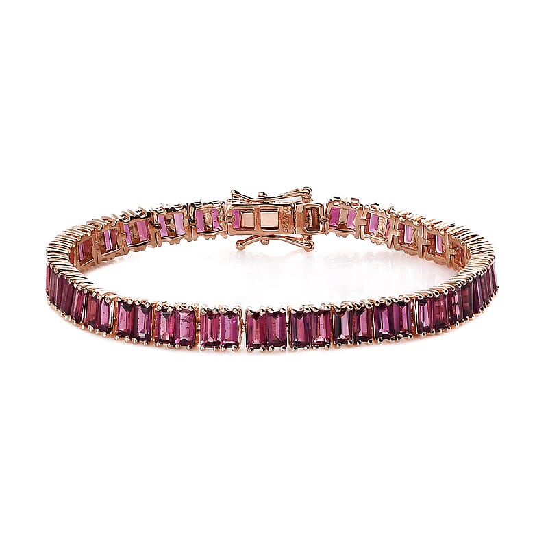 Lotus Garnet Tennis Bracelet in Vermeil Rose Gold Over Sterling Silver (6.50 In) 15.25 ctw