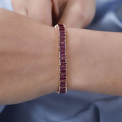 Lotus Garnet Tennis Bracelet in Vermeil Rose Gold Over Sterling Silver (6.50 In) 15.25 ctw