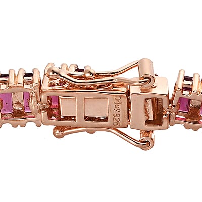 Lotus Garnet Tennis Bracelet in Vermeil Rose Gold Over Sterling Silver (6.50 In) 15.25 ctw