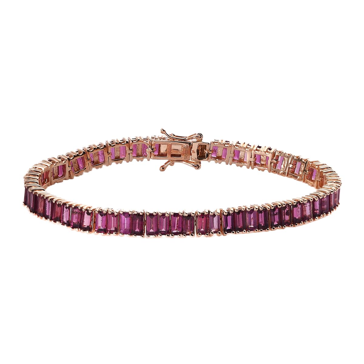 Lotus Garnet Tennis Bracelet in Vermeil Rose Gold Over Sterling Silver (7.25 In) 17.40 ctw image number 0