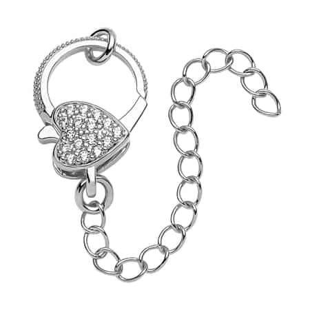 Buy Simulated Diamond Lobster Lock with 2 Inch Extender Chain in Rhodium  Over Sterling Silver at ShopLC.