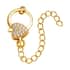 Simulated Diamond Solder Ring, Extension Chain 2 Inches with Heart Shape Lobster Lock in Goldtone 0.30 ctw image number 0