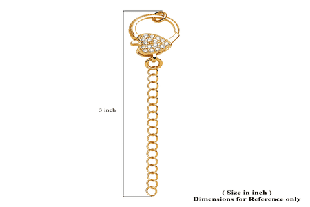 Simulated Diamond Solder Ring, Extension Chain 2 Inches with Heart Shape Lobster Lock in Goldtone 0.30 ctw image number 4