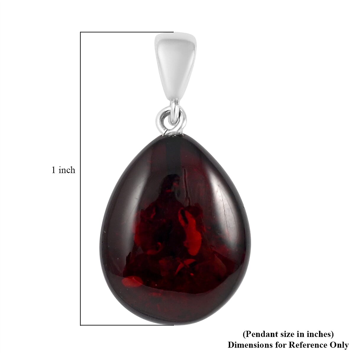 Baltic Cherry Amber Large Pendant in Sterling Silver image number 3