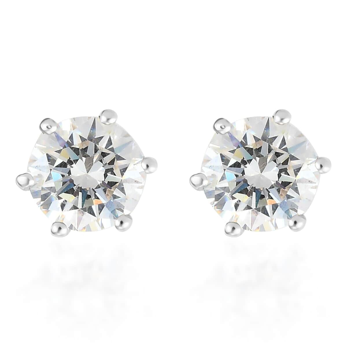 Strontium Titanate Solitaire Stud Earrings in Platinum Over Sterling Silver 4.00 ctw image number 0