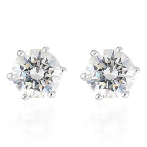 Strontium Titanate Solitaire Stud Earrings in Platinum Over Sterling Silver 4.00 ctw