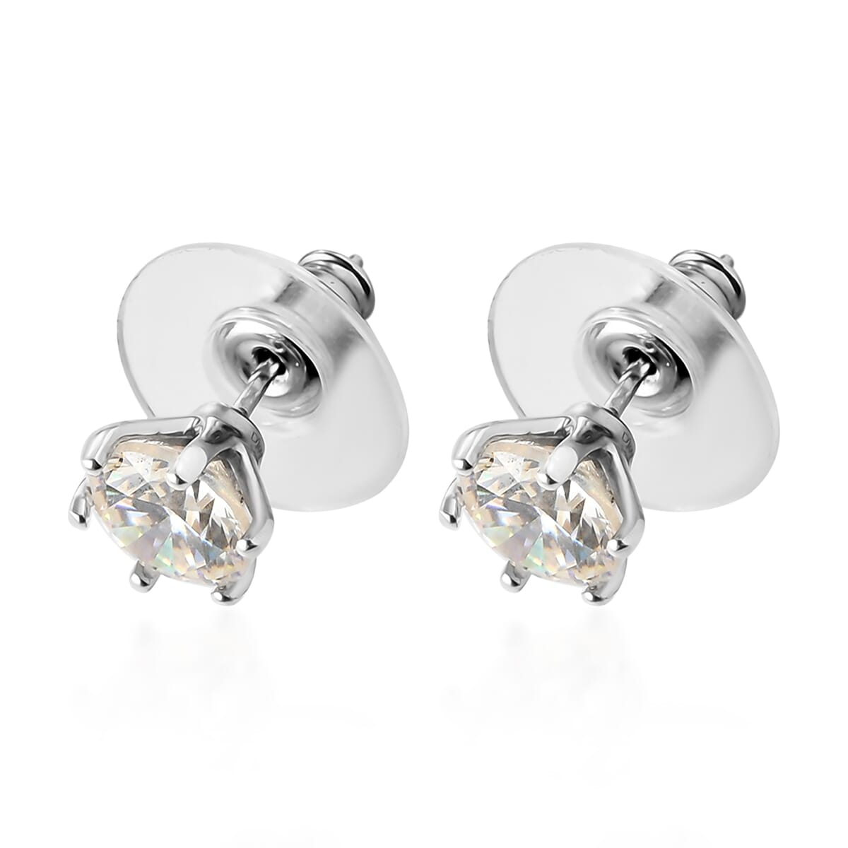 Strontium Titanate Solitaire Stud Earrings in Platinum Over Sterling Silver 4.00 ctw image number 3