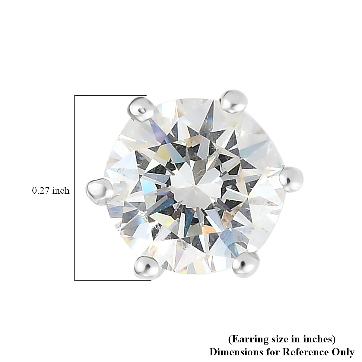 Strontium Titanate Solitaire Stud Earrings in Platinum Over Sterling Silver 4.00 ctw