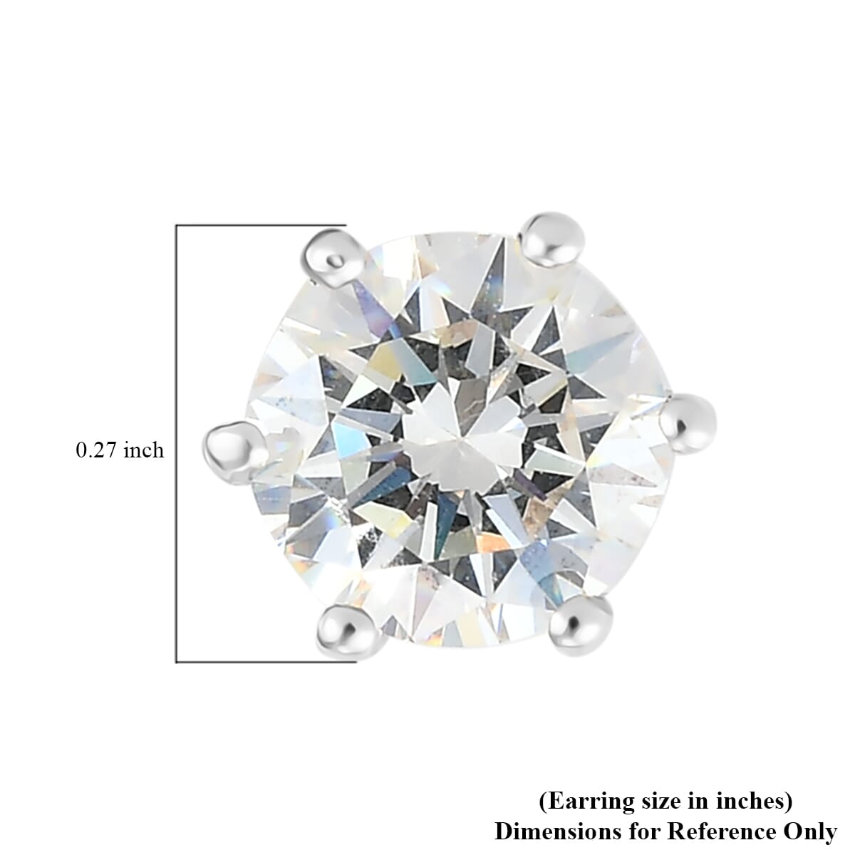 Strontium Titanate Solitaire Stud Earrings in Platinum Over Sterling Silver 4.00 ctw image number 4
