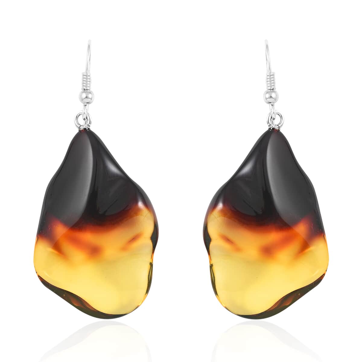 Baltic Amber Free Shaped Dangle Earrings in Sterling Silver image number 0