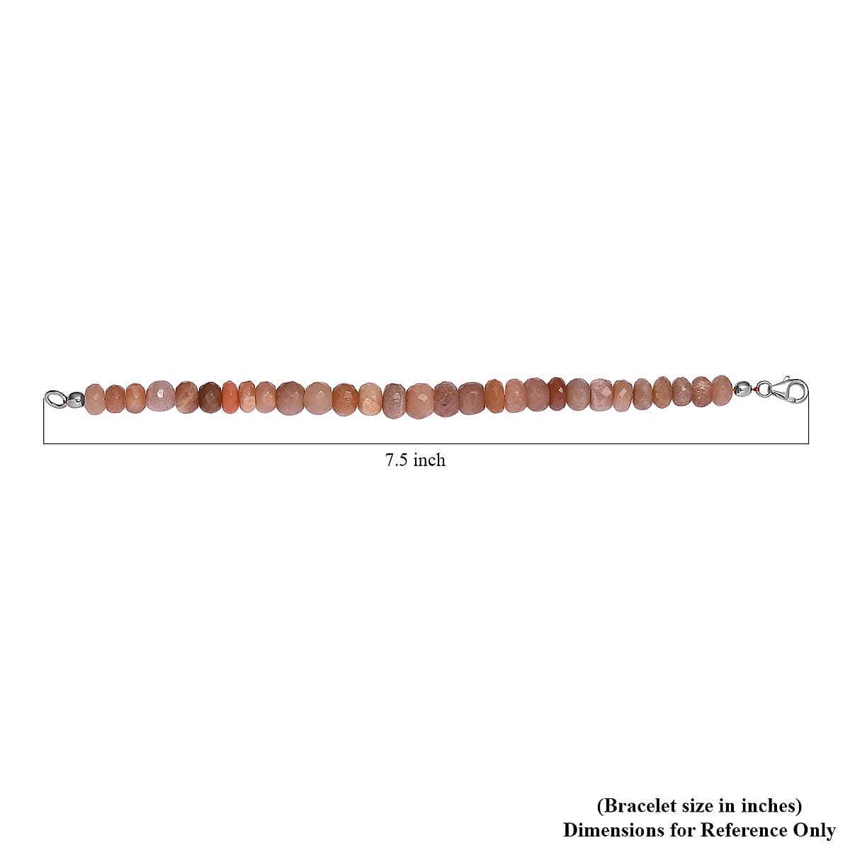 Peach Moonstone Beaded Bracelet in Rhodium Over Sterling Silver (7.25 In) 62.00 ctw image number 4