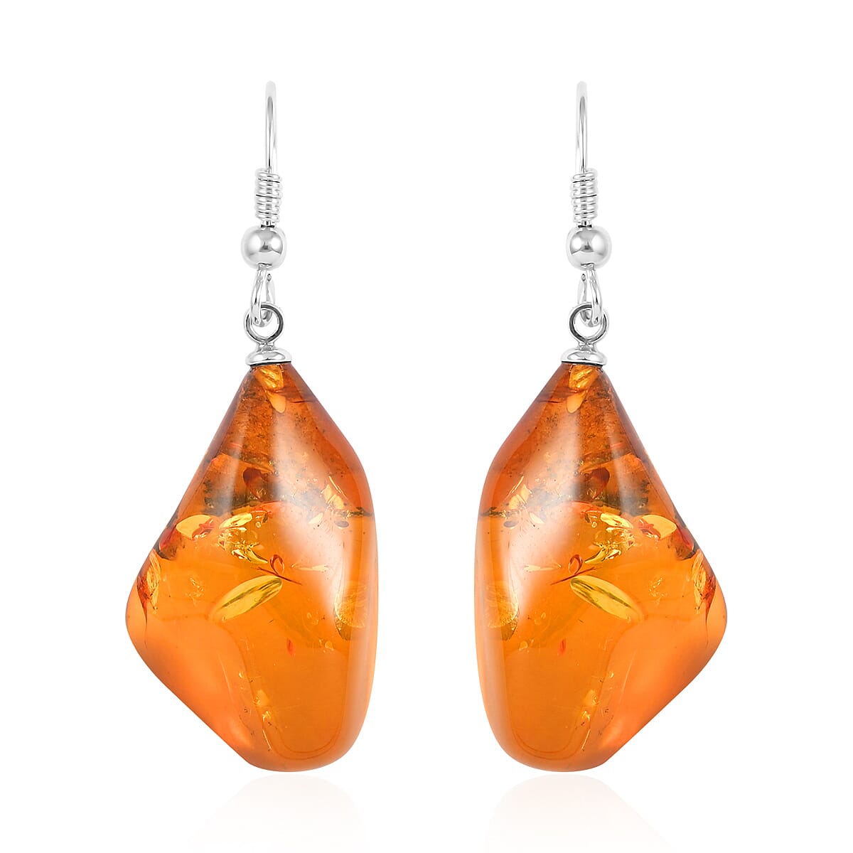 Baltic Amber Organic Earrings in Sterling Silver