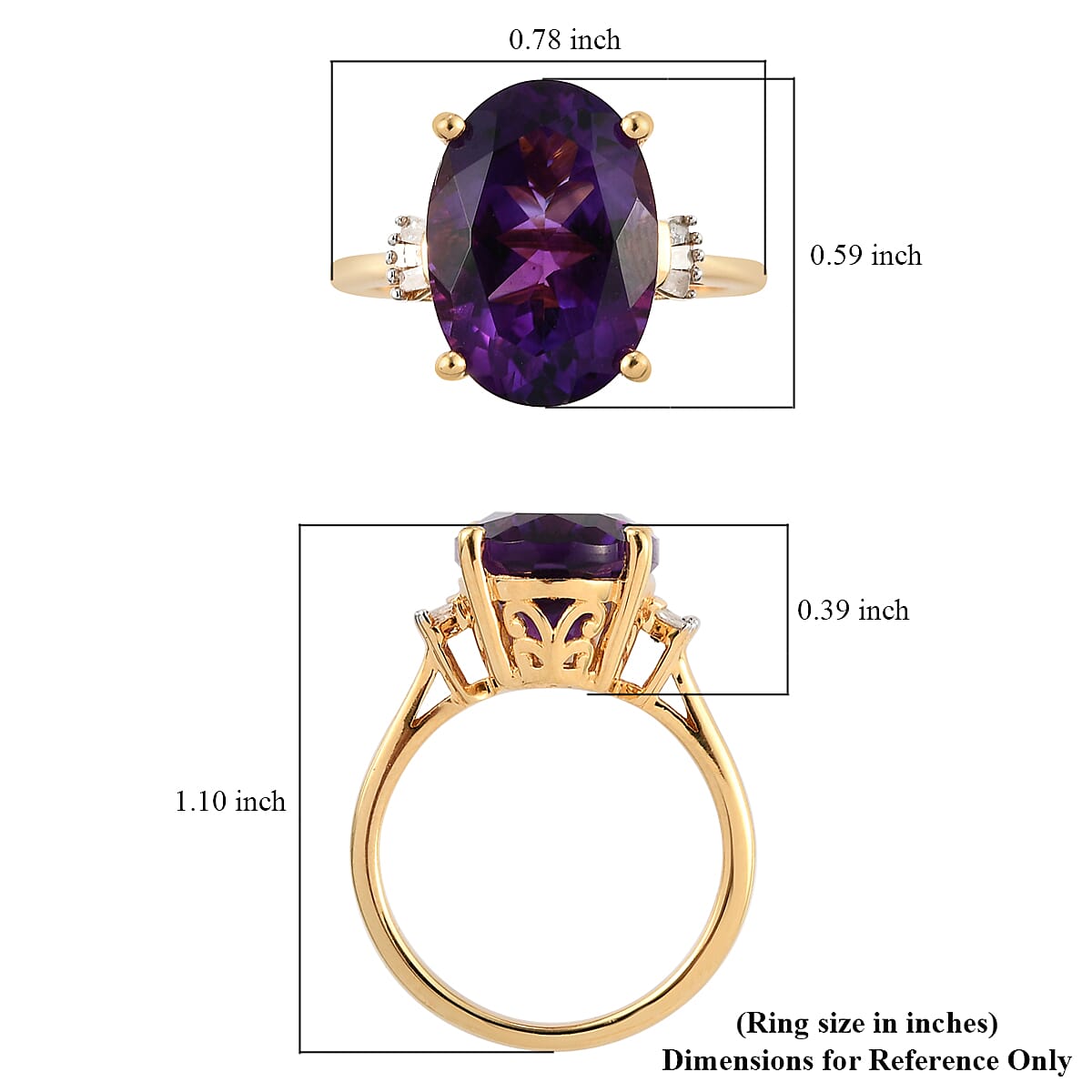 Moroccan Amethyst and Diamond Ring in Vermeil Yellow Gold Over Sterling Silver (Size 10.0) 5.90 ctw image number 6