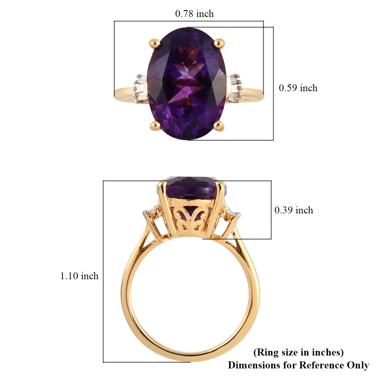 Moroccan Amethyst and Diamond Ring in Vermeil Yellow Gold Over Sterling Silver (Size 8.0) 5.90 ctw image number 5