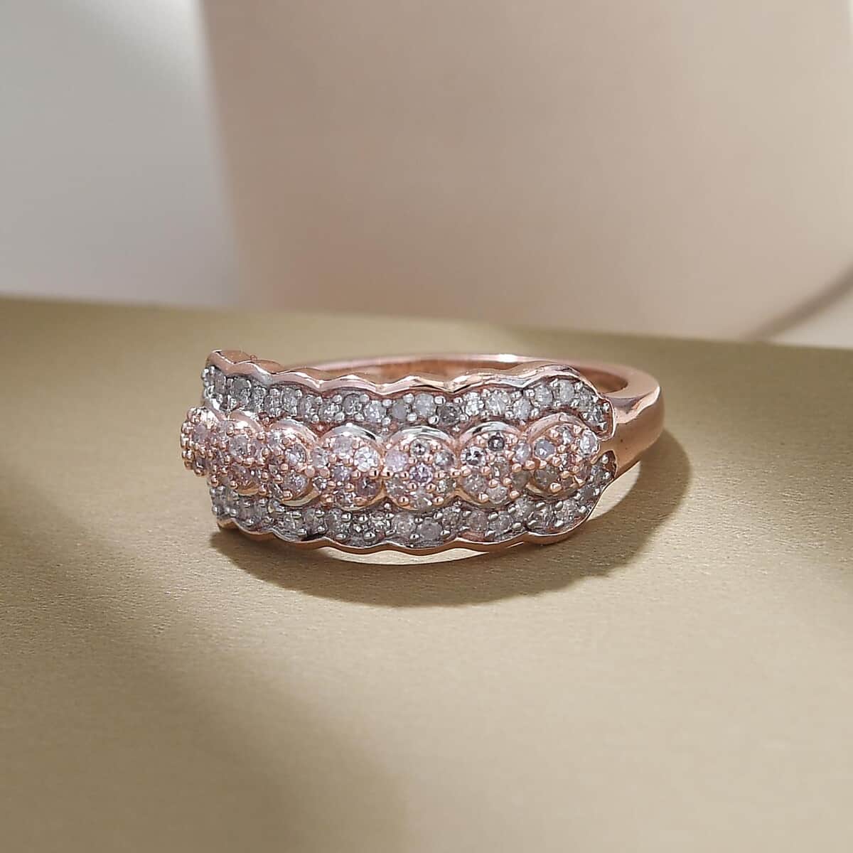 Natural Pink Diamond and Diamond Ring in Vermeil Rose Gold Over Sterling Silver 0.50 ctw image number 1