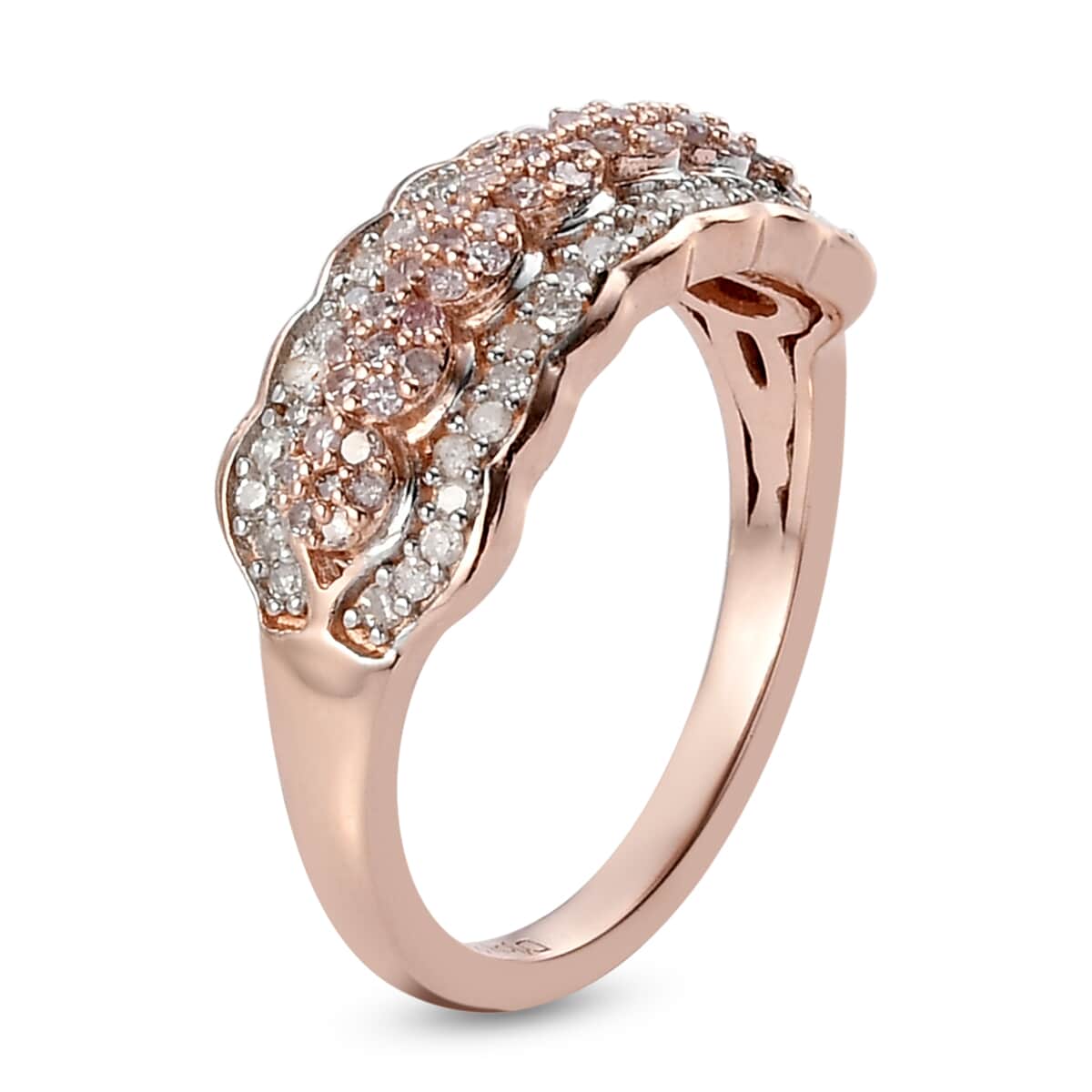 Natural Pink Diamond and Diamond Ring in Vermeil Rose Gold Over Sterling Silver 0.50 ctw image number 3