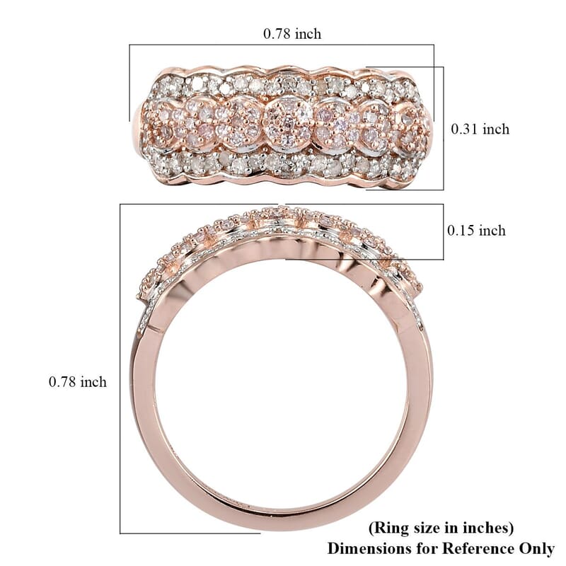 Natural Pink Diamond and Diamond Ring in Vermeil Rose Gold Over Sterling Silver (Size 10.0) 0.50 ctw
